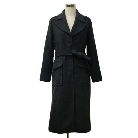 【中古】ユナイテッド・カラーズ・オブ・ベネトン UNITED COLORS OF BENETTON コート チェスター シングル ロング 比翼仕立て リボンベルト 無地 長袖 38 グレー レディース 【ベクトル 古着】 241108