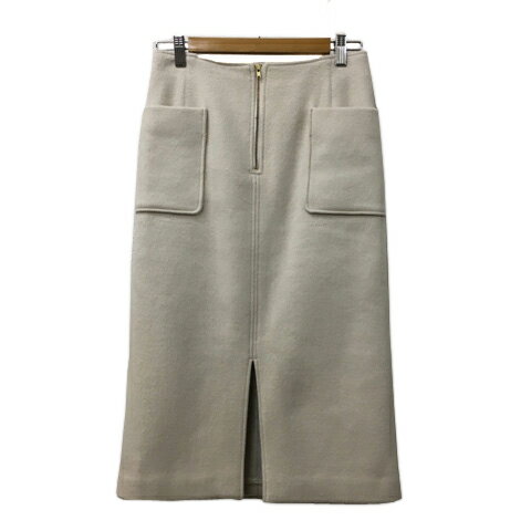 【中古】バビロン BABYLONE スカート タイト ひざ下 ミモレ 無地 ウール スリット 38 白 ベージュ ホワイト レディース 【ベクトル 古着】 241029