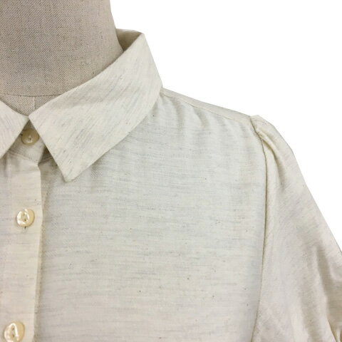 【中古】ハッシュアッシュ HusHusH ワンピース シャツワンピ Aライン ひざ丈 メランジ ティアード 無地 パフスリーブ 半袖 2 38 ベージュ 白 ホワイト レディース 【ベクトル 古着】 250425