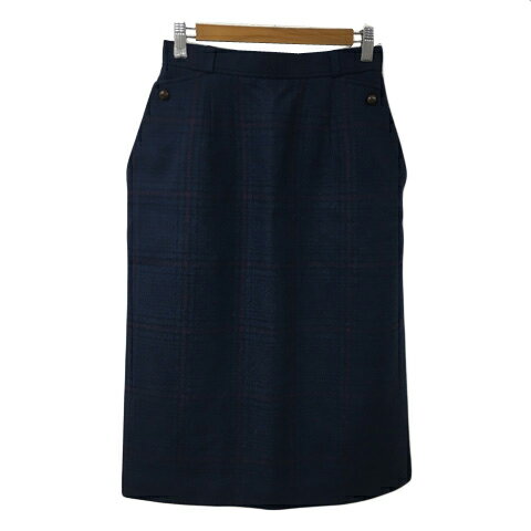 【中古】ジェイプレス J.PRESS スカート タイト ロング チェック ウール 紺 緑 ネイビー グリーン レディース 【ベクトル 古着】 250516