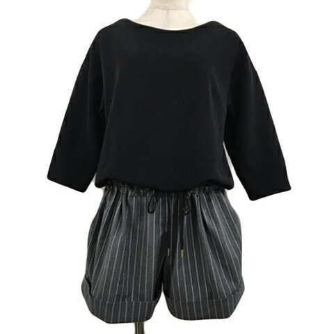 【中古】ナノユニバース nano universe Garde robe オールインワン パンツ ショート 無地 ストライプ 切替 ドロスト 七分袖 F 黒 グレー ブラック レディース 【ベクトル 古着】 241126 【中古】ナノユニバース nano universe Garde robe オールインワン パンツ ショート 無地 ストライプ 切替 ドロスト 七分袖 F 黒 グレー ブラック レディース 【ベクトル 古着】 241126