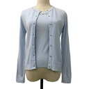 【中古】ミッシュマッシュ MISCH MASCH アンサンブル ニット カーディガン 長袖 セーター プルオーバー ラウンドネック ビジュー ビーズ 半袖 M 水色 ライトブルー レディース 【ベクトル 古着】 250121