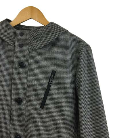 【中古】ノーリーズ Nolley's コート フード シングル 千鳥格子 ライナー ウール アンゴラ混 長袖 M グレー 黒 ブラック メンズ 【ベクトル 古着】 241205