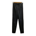 【中古】ザラ ZARA パンツ テーパード ロング フェイクレザー ウエストゴム カットオフ 無地 USA S 黒 ブラック レディース 【ベクトル 古着】 2...