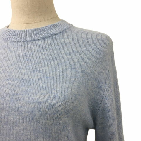 【中古】クミキョク 組曲 KUMIKYOKU セーター ニット クルーネック アーガイル メランジ カシミヤ混 アンゴラ混 長袖 2 水色 白 ライトブルー ホワイト レディース 【ベクトル 古着】 250414
