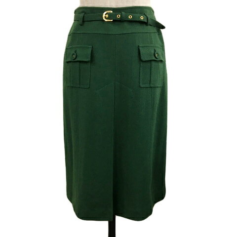 【中古】ノーリーズ Nolley's Sophi スカート 台形 ひざ丈 タック 無地 ウール 36 緑 グリーン レディース 【ベクトル 古着】 250409
