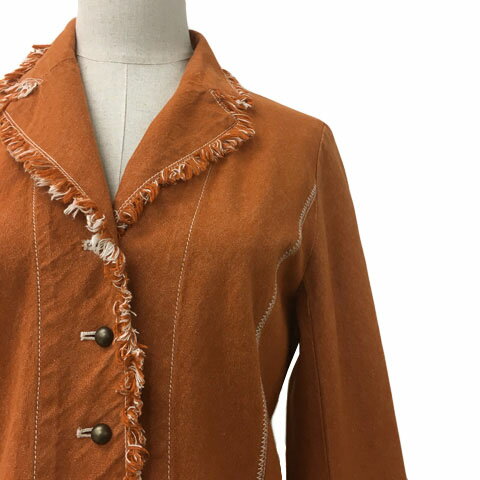 【中古】スマートピンク smart pink ジャケット テーラード シングル フリンジ 無地 ステッチ 長袖 40 オレンジ レディース 【ベクトル 古着】 250401