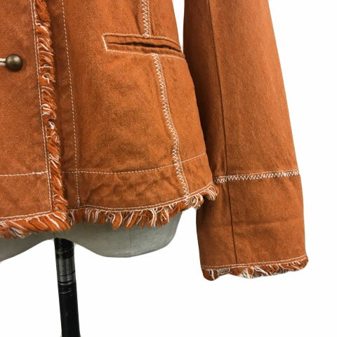 【中古】スマートピンク smart pink ジャケット テーラード シングル フリンジ 無地 ステッチ 長袖 40 オレンジ レディース 【ベクトル 古着】 250401