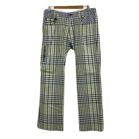 【中古】ゾーイ ZOY ゴルフウェア ゴルフ パンツ ストレート ロング チェック 85 紺 黄緑 ネイビー イエローグリーン メンズ 【ベクトル 古着】 250407