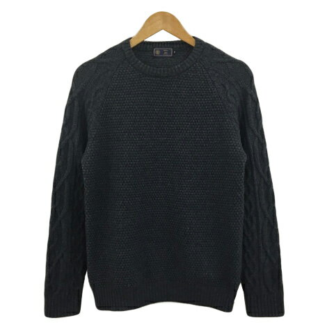 【中古】イッカ ikka gim セーター ニット プルオーバー クルーネック ケーブル ウール 長袖 M グレー メンズ 【ベクトル 古着】 250331(4)