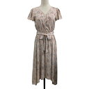 【中古】ミューズリファインドクローズ MEW'S REFINED CLOTHES ワンピース フレア ロング ウエストゴム リボンベルト 花柄 半袖 M ピンク 青 ブルー レディース 【ベクトル 古着】 250425(4)