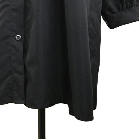 【中古】スリーピングシープ Sleeping Sheep ワンピース シャツワンピース フレア ひざ丈 シャーリング 無地 長袖 M 黒 ブラック レディース 【ベクトル 古着】 250421