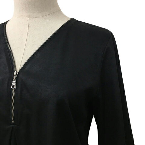 【中古】コムサデモード COMME CA DU MODE チュニック ワンピース Iライン ミニ ロールアップ タック 無地 七分袖 9 黒 ブラック レディース 【ベクトル 古着】 250424