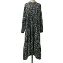 【中古】パターントルソ patterntorso ワンピース シャツワンピ Aライン フレア ロング バンドカラー ティアード 花柄 総柄 長袖 F 黒 白 ブラック ホワイト レディース 【ベクトル 古着】 250512(4)