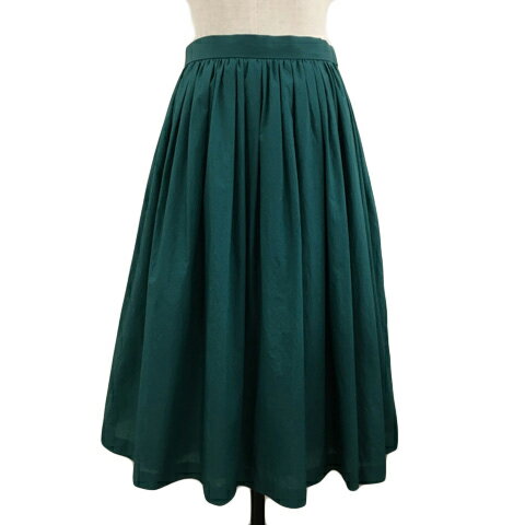 【中古】ラ トータリテ La TOTALITE スカート フレア ギャザー 膝下 ミモレ 無地 ナイロン ウエストゴム F 緑 グリーン レディース 【ベクトル 古着】 250501(4)