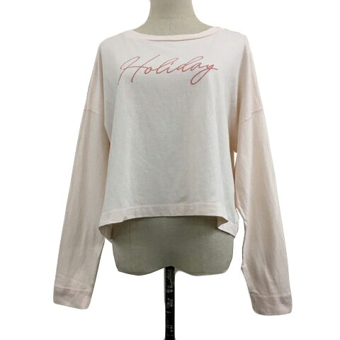 フーズフーチコ who's who Chico Tシャツ カットソー プルオーバー クルーネック ショート丈 ロゴ 長袖 F ピンク レディース  250502
