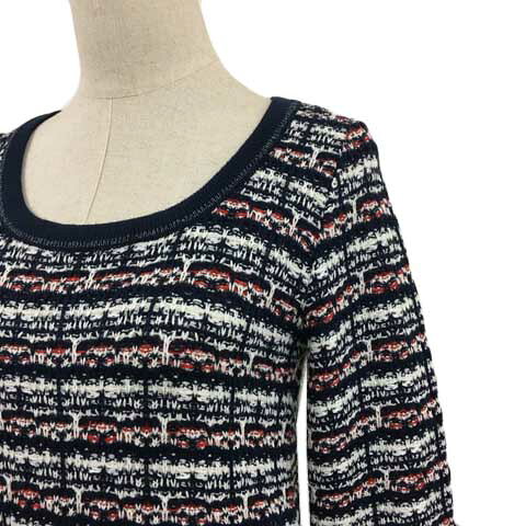 【中古】ロペピクニック ROPE Picnic ワンピース ニット Iライン ミニ ラウンドネック 総柄 ラメ 長袖 38 紺 白 ネイビー ホワイト レディース 【ベクトル 古着】 250603 auc-vector-20337551 ブランド古着の買取販売ベクトル サンプル画像2