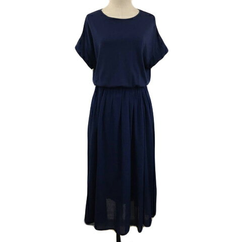 【中古】アーバンリサーチ ドアーズ URBAN RESEARCH DOORS ワンピース フレア ロング ドッキング 切替 布帛 ウエストゴム 半袖 One 紺 ネイビー レディース 【ベクトル 古着】 250526