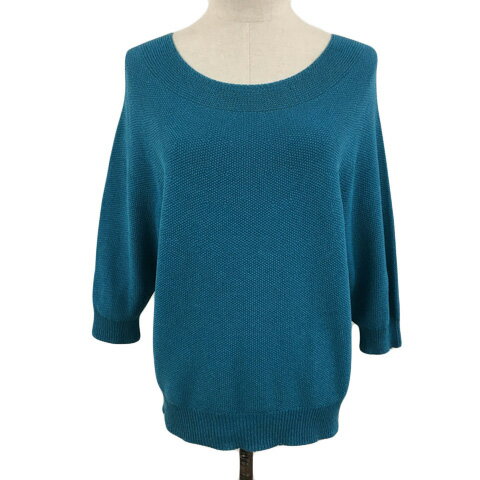【中古】クードシャンス CdeC COUP DE CHANCE セーター ニット プルオーバー ラウンドネック 無地 七分袖 38 青 緑 ブルー グリーン レディース 【ベクトル 古着】 250602