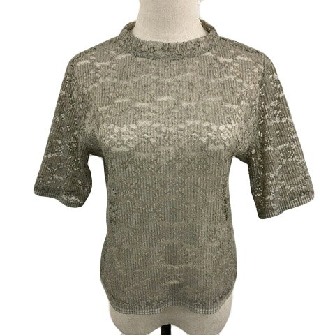 【中古】ロペピクニック ROPE Picnic カットソー プルオーバー モックネック 透け感 総レース 五分袖 38 緑 グレー グリーン レディース 【ベクトル 古着】 250709 auc-vector-20386917 ブランド古着の買取販売ベクトル パッケージ画像