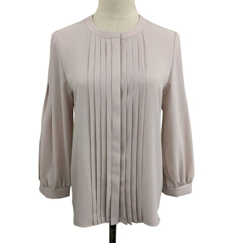 【中古】アマカ AMACA ブラウス シャツ バンドカラー 無地 ピンタック 長袖 40 ピンク ベージュ レディース 【ベクトル 古着】 250710