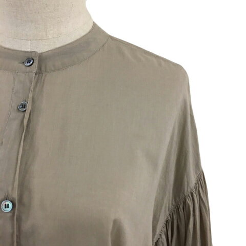 【中古】アーバンリサーチ ドアーズ URBAN RESEARCH DOORS チュニック ブラウス バンドカラー 無地 ギャザー ティアード 長袖 One ベージュ グレー レディース 【ベクトル 古着】 250704