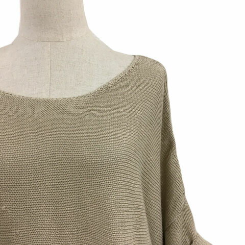 【中古】レッドシーム RED SEAM セーター ニット プルオーバー ラウンドネック リネン 無地 七分袖 ONE ベージュ レディース 【ベクトル 古着】 250714