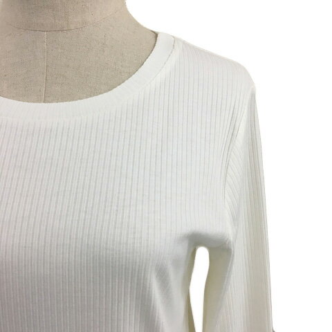 【中古】グローバルワーク GLOBAL WORK カットソー プルオーバー ラウンドネック チュール リブ 無地 長袖 L 白 ホワイト レディース 【ベクトル 古着】 250731