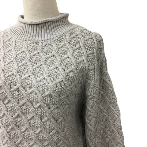 【中古】グローバルワーク GLOBAL WORK セーター ニット ハイネック プルオーバー ドッキング ケーブル編み 長袖 M グレー 白 ホワイト レディース 【ベクトル 古着】 250715 auc-vector-20395903 ブランド古着の買取販売ベクトル サンプル画像2