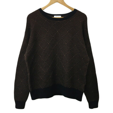 【中古】グローバルワーク GLOBAL WORK セーター ニット ラウンドネック プルオーバー アーガイル 長袖 M 黒 茶 ブラック ブラウン メンズ 【ベ...
