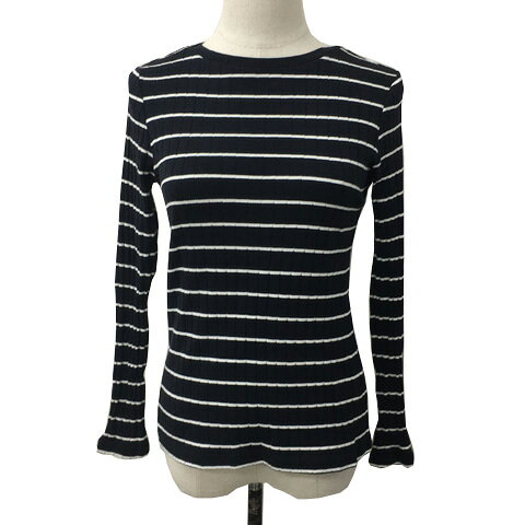 Long-Sleeved - 【中古】アーバンリサーチ ドアーズ URBAN RESEARCH DOORS カットソー ニット ラウンドネック プルオーバー ボーダー 長袖 M 黒 白 ブラック ホワイト レディース 【ベクトル 古着】 250812