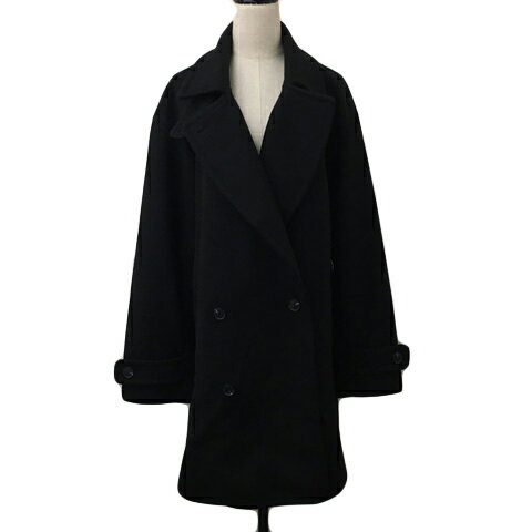 【中古】モノマート MONO-MART コート Pコート ダブル 無地 長袖 L 黒 ブラック レディース 【ベクトル 古着】 251104