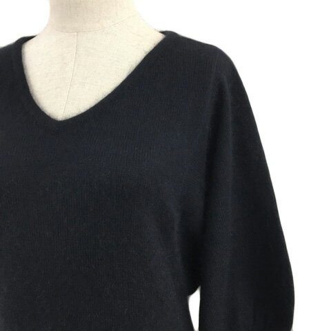【中古】デュラス DURAS ワンピース チュニック ニット Vネック 無地 ナイロン アンゴラ混 長袖 F 黒 ブラック レディース 【ベクトル 古着】 250828