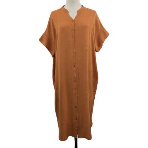 【中古】シューラルー SHOO・LA・RUE ワンピース シャツワンピ Iライン ロング スキッパー 無地 半袖 F オレンジ テラコッタ レディース 【ベクトル 古着】 250829