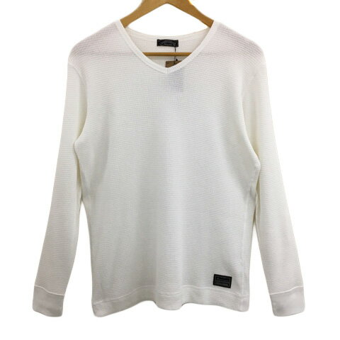 【中古】未使用品 ニーキューイチニーキューゴーオム 291295＝HOMME Tシャツ カットソー ロンT プルオーバー Vネック ワッフル ロゴ 無地 長袖 3 白 ホワイト メンズ 【ベクトル 古着】 250901