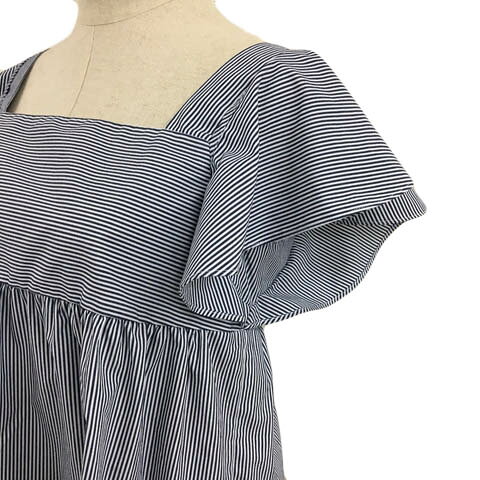 【中古】ロペピクニック ROPE Picnic ブラウス シャツ プルオーバー ストライプ フリル ギャザー 2WAY オープンショルダー 半袖 38 紺 白 ネイビー ホワイト レディース 【ベクトル 古着】 251002 auc-vector-20507373 ブランド古着の買取販売ベクトル サンプル画像2