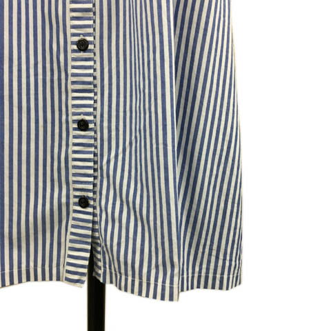 【中古】プロフィール PROFILE ワンピース シャツ Iライン ミニ ロールアップ ストライプ 半袖 38 青 白 ブルー ホワイト レディース 【ベクトル 古着】 251106