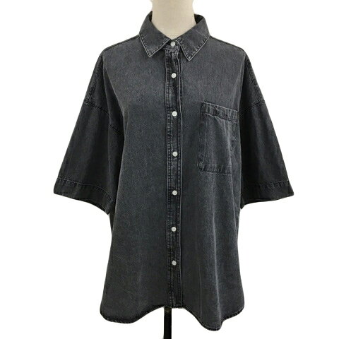 3-Quarter Sleeves - 【中古】ベイフロー BAYFLOW シャツ デニム スタンダード 七分袖 2 グレー 黒 ブラック レディース 【ベクトル 古着】 250922