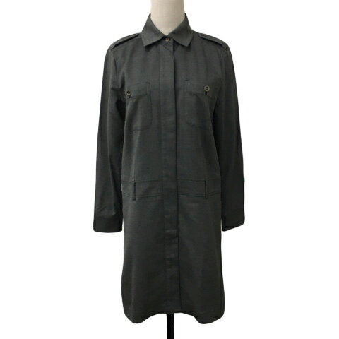 【中古】23区 オンワード樫山 ワンピース シャツワンピ Iライン ミニ 比翼仕立て ウール 無地 長袖 40 グレー レディース 【ベクトル 古着】 251107