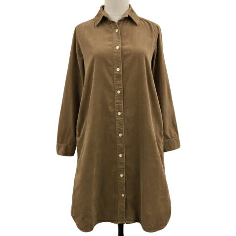 【中古】アーバンリサーチ ドアーズ URBAN RESEARCH DOORS シャツワンピース Iライン ひざ丈 コーデュロイ 無地 長袖 ONE 茶 ブラウン レディース 【ベクトル 古着】 251007