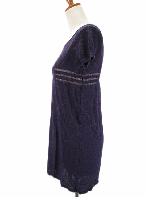 【中古】タバサ TABASA ワンピース チュニック ニット 半袖 リネン混 36 紫 レディース 【ベクトル 古着】 210824