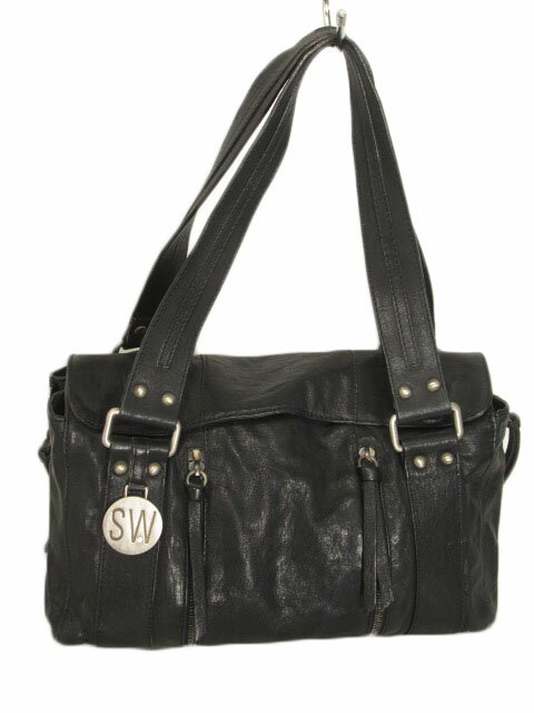 【中古】スチュアートワイツマン STUART WEITZMAN ハンドバッグ レザー 黒 ブラック レディース 【ベクトル 古着】 220126