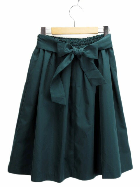 【中古】テチチ Te chichi スカート フレア ギャザー リボン S 緑 グリーン レディース 【ベクトル 古着】 220309