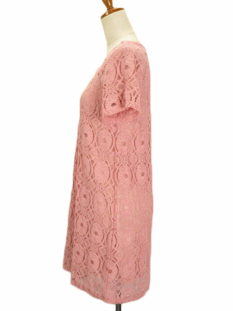 【中古】未使用品 マリアーニ MALIANI ワンピース プルオーバー 総レース 半袖 7 ピンク レディース 【ベクトル 古着】 191016 ベクトルプレミアム店