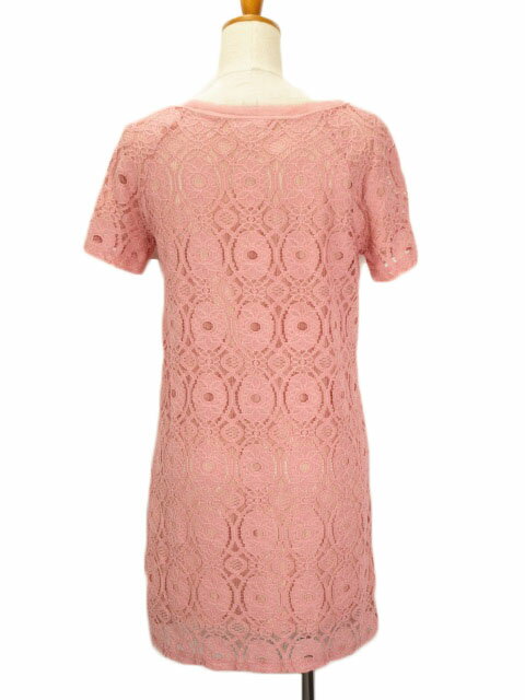 【中古】未使用品 マリアーニ MALIANI ワンピース プルオーバー 総レース 半袖 7 ピンク レディース 【ベクトル 古着】 191016 ベクトルプレミアム店