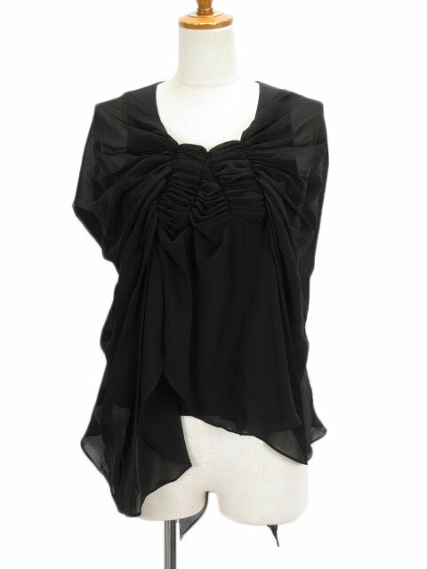 【中古】ロートレアモン LAUTREAMONT カットソー ブラウス ドレープ シフォン ノースリーブ 2 黒 ブラック レディース 【ベクトル 古着】 220321(4.0)