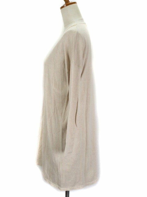 【中古】23区 オンワード樫山 カットソー チュニック ニット Vネック スパンコール シルク混 38 ベージュ レディース 【ベクトル 古着】 220715