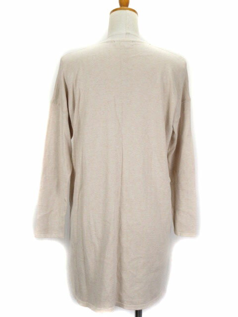 【中古】23区 オンワード樫山 カットソー チュニック ニット Vネック スパンコール シルク混 38 ベージュ レディース 【ベクトル 古着】 220715