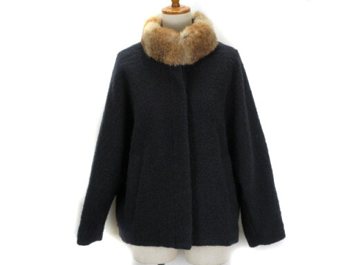 【中古】メルローズ クレール melrose CLAIRE ジャケット ブークレ ファー ドルマンスリーブ 紺 ネイビー レディース 【ベクトル 古着】 220715 【中古】メルローズ クレール melrose CLAIRE ジャケット ブークレ ファー ドルマンスリーブ 紺 ネイビー レディース 【ベクトル 古着】 220715