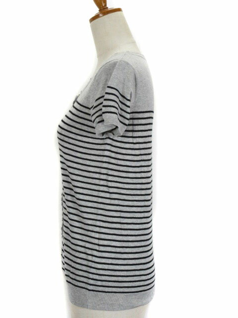 【中古】テチチ Te chichi カーディガン ニット ボーダー レース 半袖 M グレー レディース 【ベクトル 古着】 200219 ベクトルプレミアム店